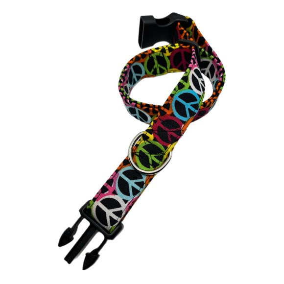 1” Rainbow/Peace Dog Collar - Picture 3 of 8